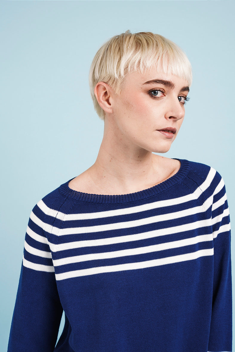 MARINIERE SWEATER - dark blue and ivory