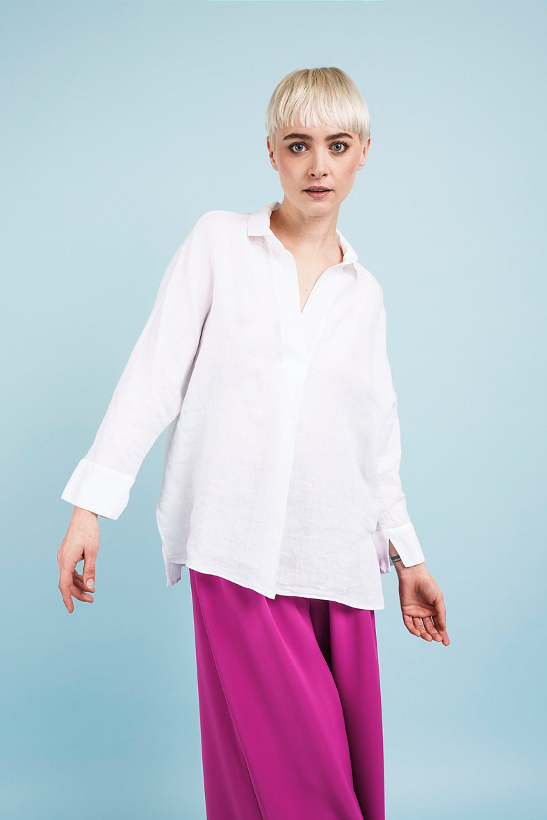 AURORA white linen SHIRT