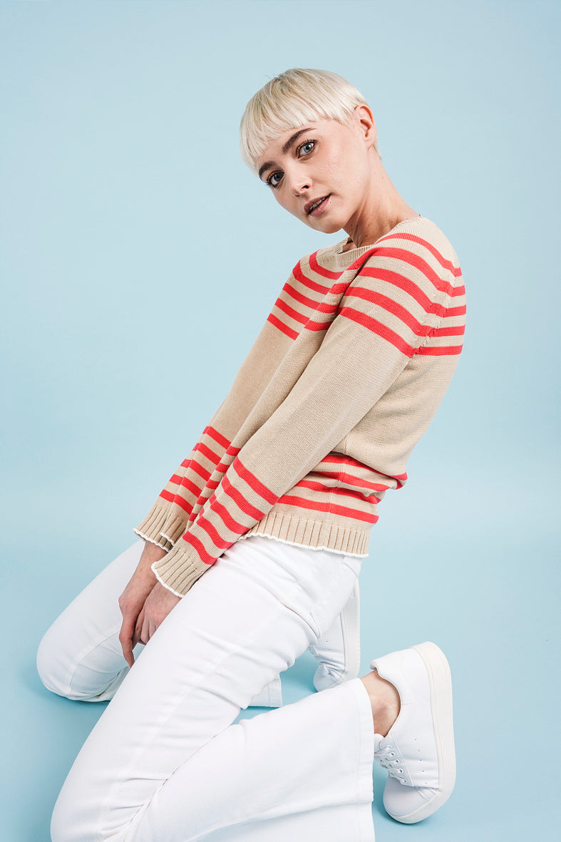 MARINIERE SWEATER - sand and coral