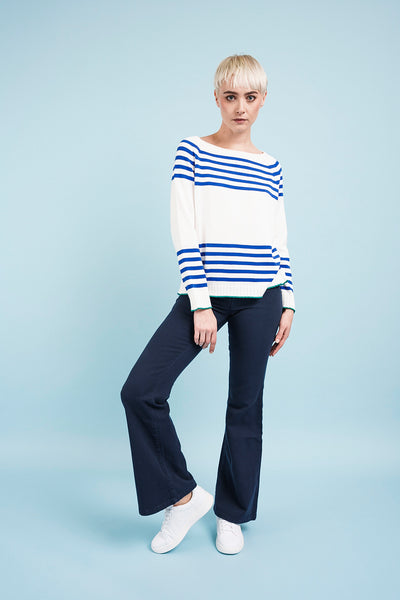 MARINIERE SWEATER - ivory and blue