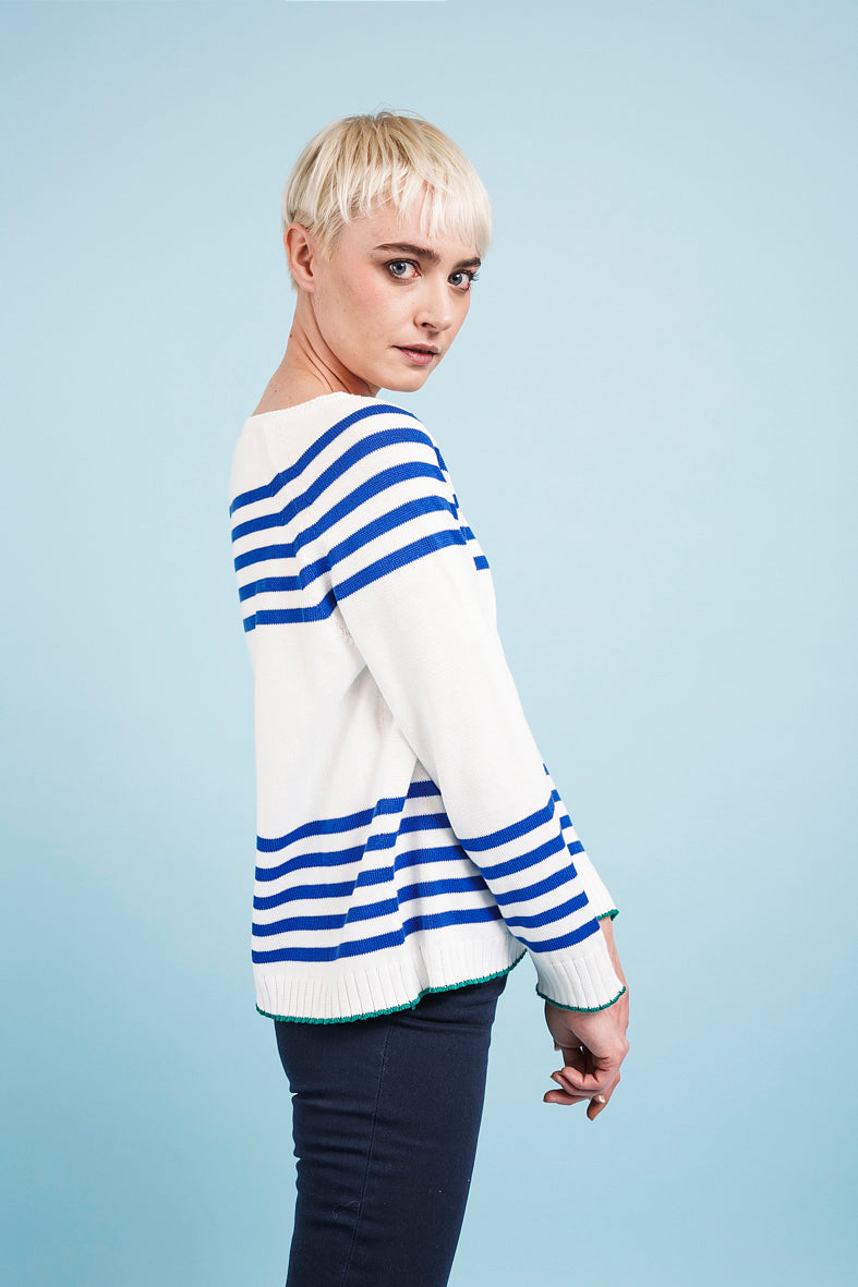 MARINIERE SWEATER - ivory and blue