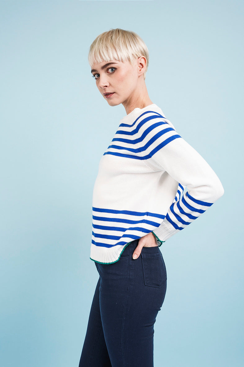 MARINIERE SWEATER - ivory and blue