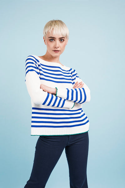 MARINIERE SWEATER - ivory and blue