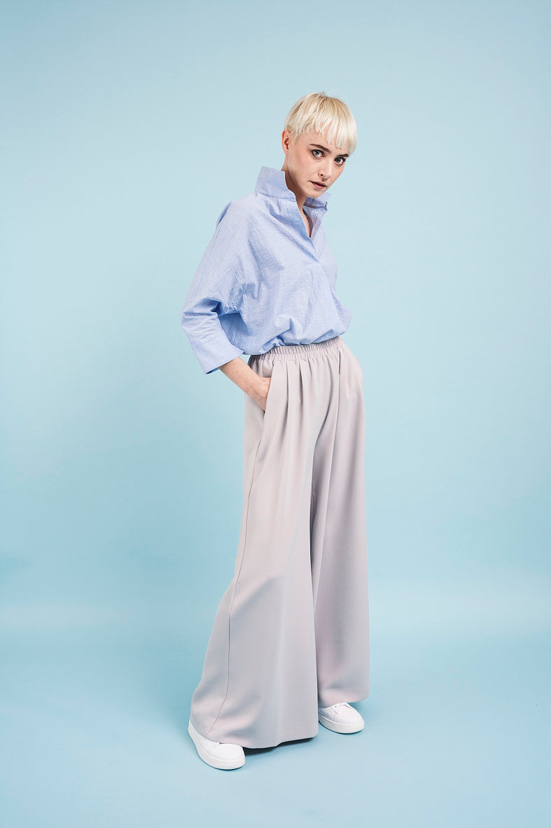 WIDE TROUSERS pearl grey