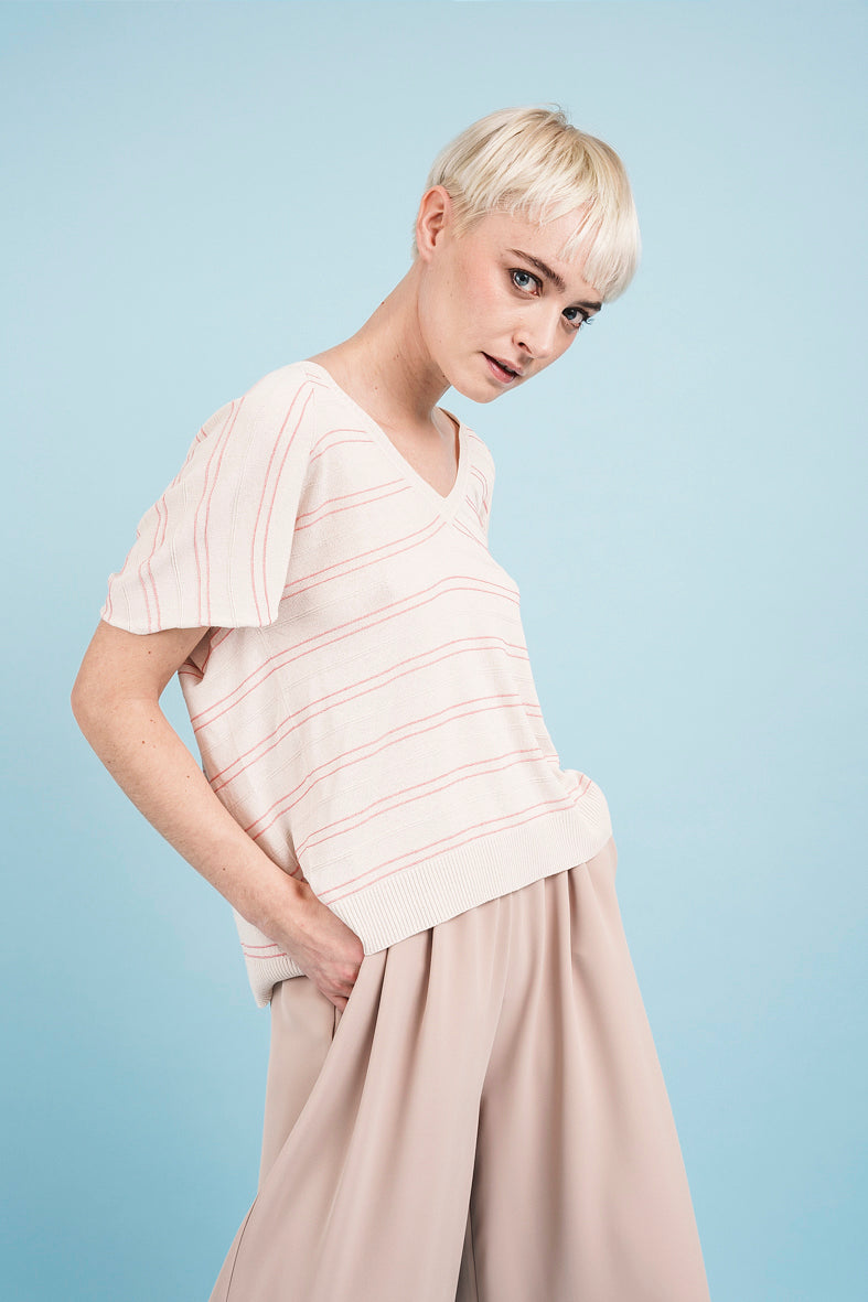 BEIGE TOP with contrasting stripes