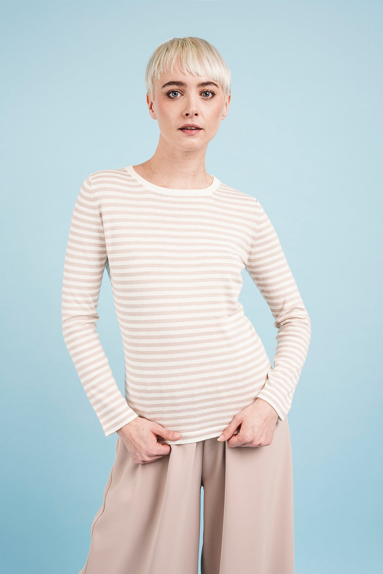 NEW SOLARIA SWEATER - Ivory and beige