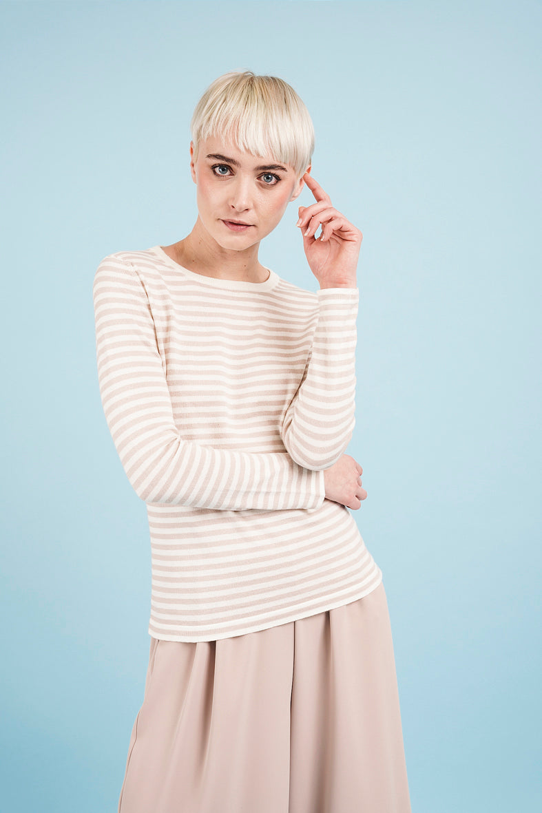 NEW SOLARIA SWEATER - Ivory and beige