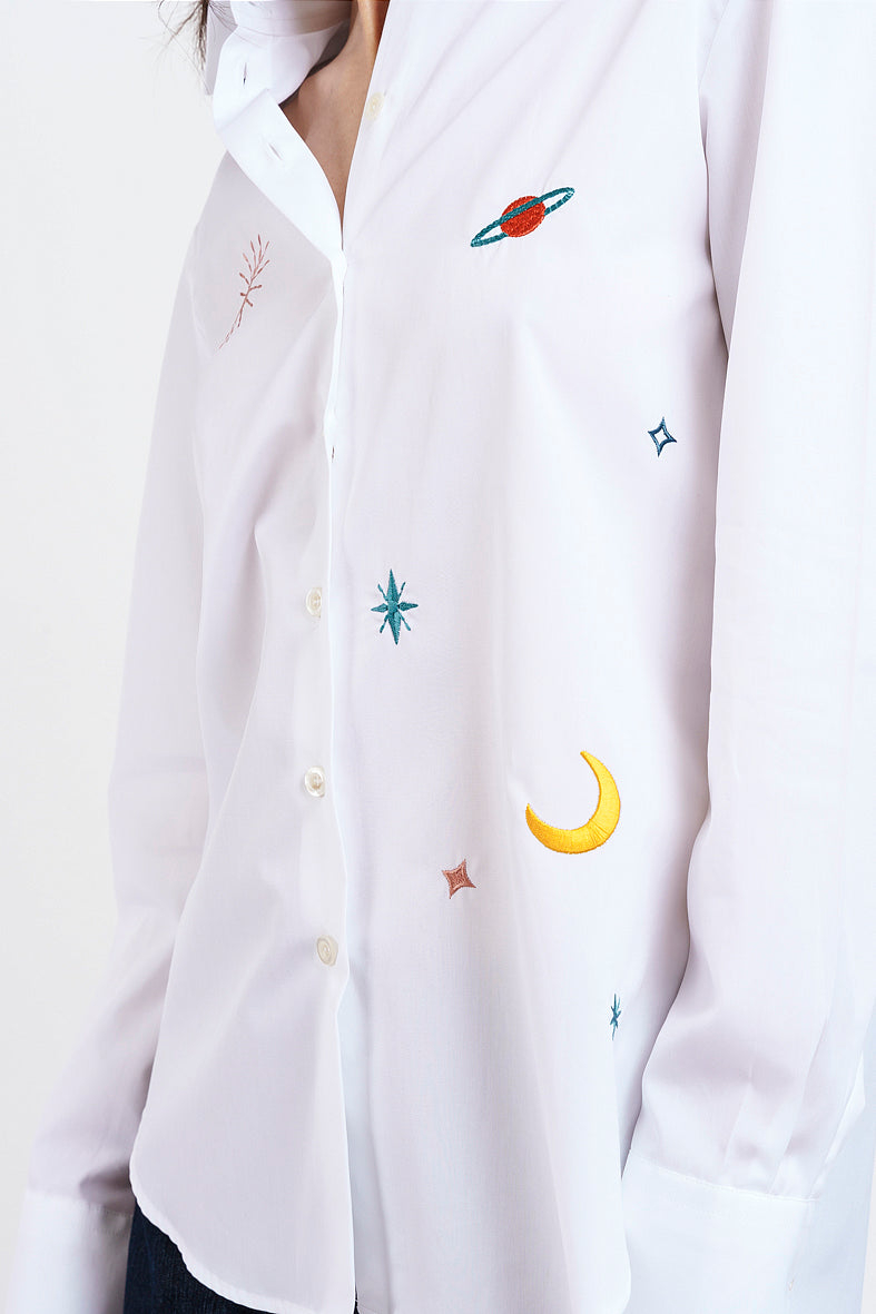 White embroidered COSMO SHIRT