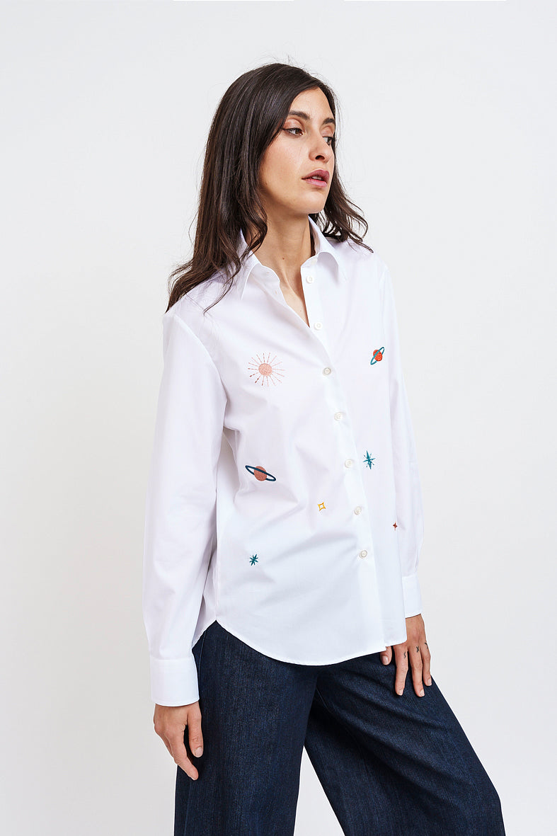 CAMICIA COSMO bianca ricamata