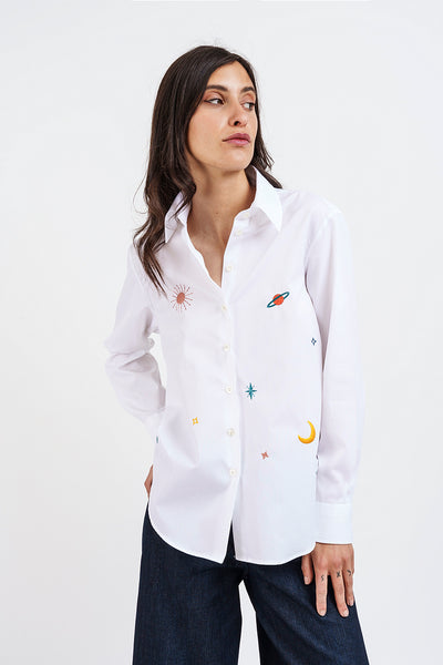 White embroidered COSMO SHIRT