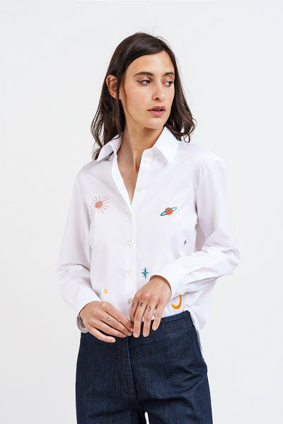 White embroidered COSMO SHIRT