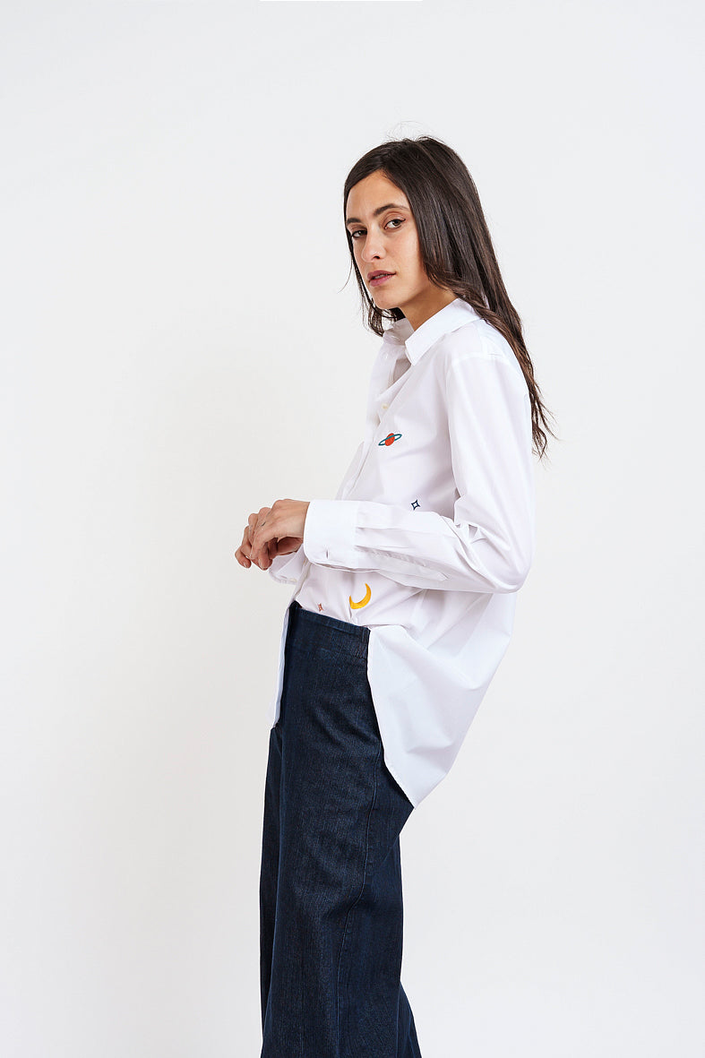 White embroidered COSMO SHIRT