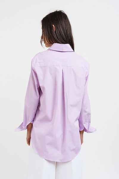 White and pink lilac striped STARS SHIRT