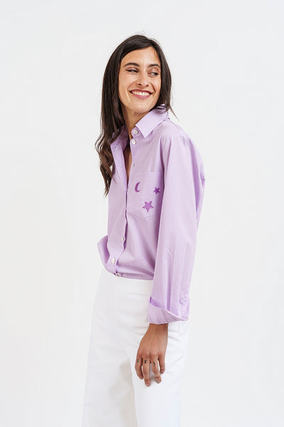 MIMOSA white and pink lilac striped SHIRT