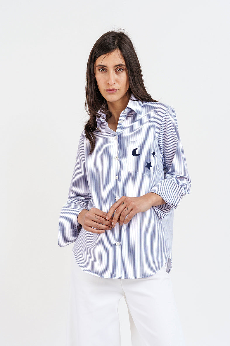 CAMICIA HADAR STAR bianca e blu a righe