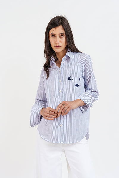 HADAR STAR white and blue striped SHIRT