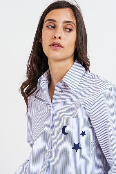 CAMICIA HADAR STAR bianca e blu a righe