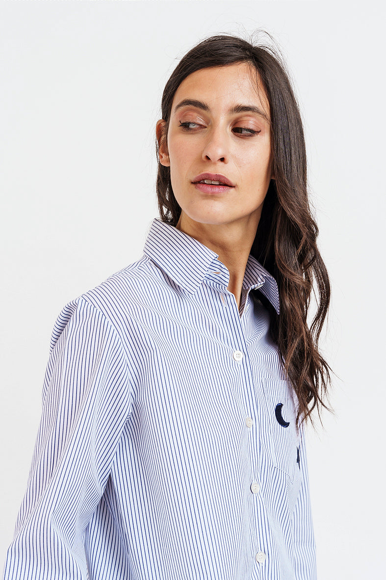 HADAR STAR white and blue striped SHIRT