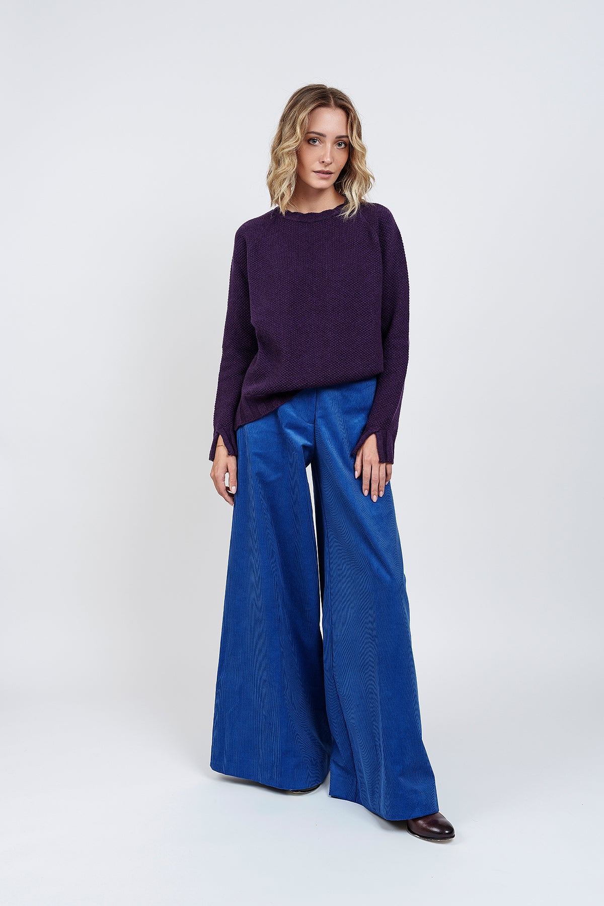 MAGLIA TETI GIROCOLLO PRUGNA in ecocashmere