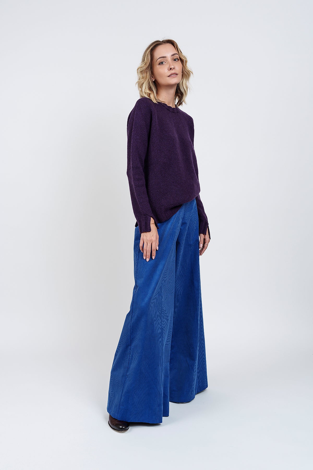 MAGLIA TETI GIROCOLLO PRUGNA in ecocashmere