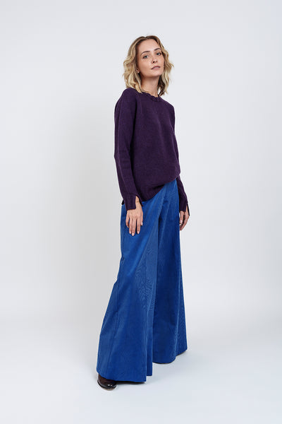 MAGLIA TETI GIROCOLLO PRUGNA in ecocashmere