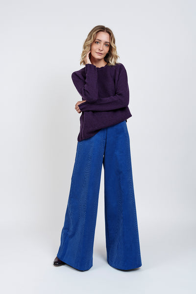 MAGLIA TETI GIROCOLLO PRUGNA in ecocashmere