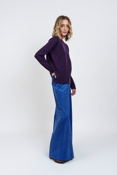 MAGLIA TETI GIROCOLLO PRUGNA in ecocashmere