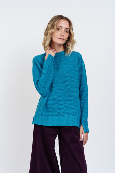 TETI CREWNECK TURQUOISE SWEATER in ecocashmere