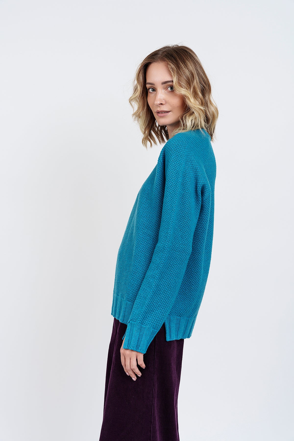 TETI CREWNECK TURQUOISE SWEATER in ecocashmere