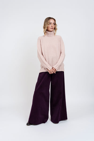 TETI PINK TURTLENECK SWEATER in ecocashemere