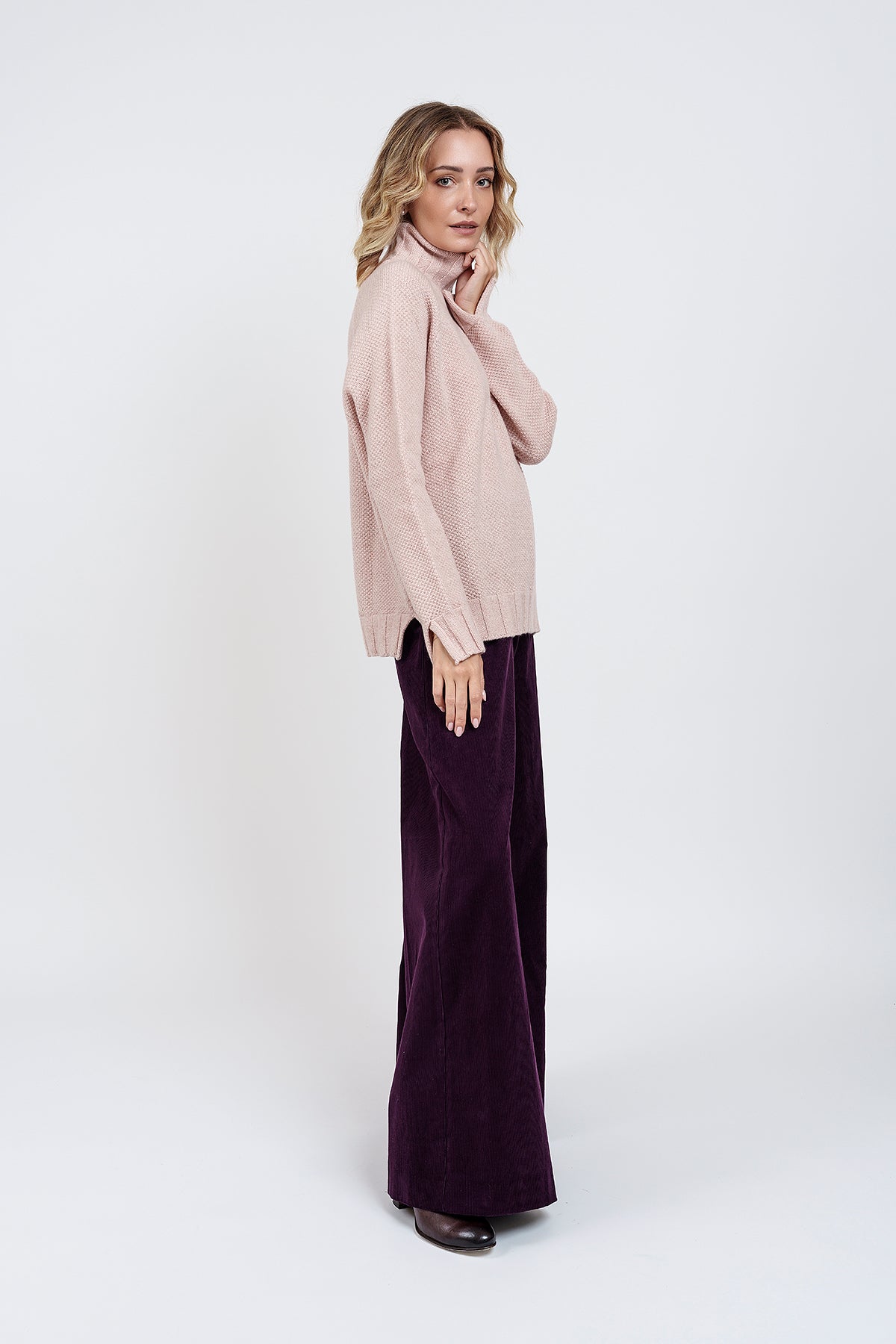 TETI PINK TURTLENECK SWEATER in ecocashemere