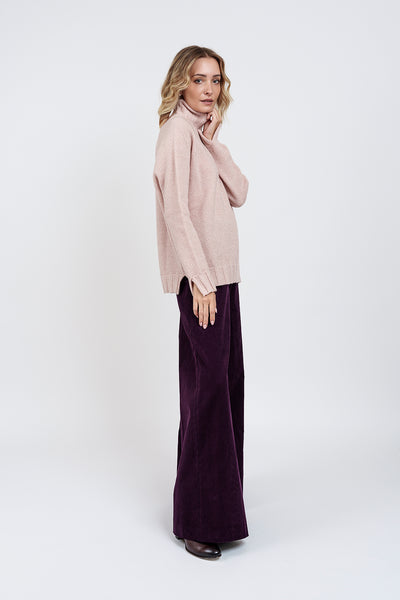 TETI PINK TURTLENECK SWEATER in ecocashemere