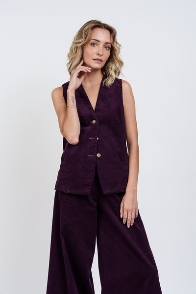 Plum velvet waistcoat