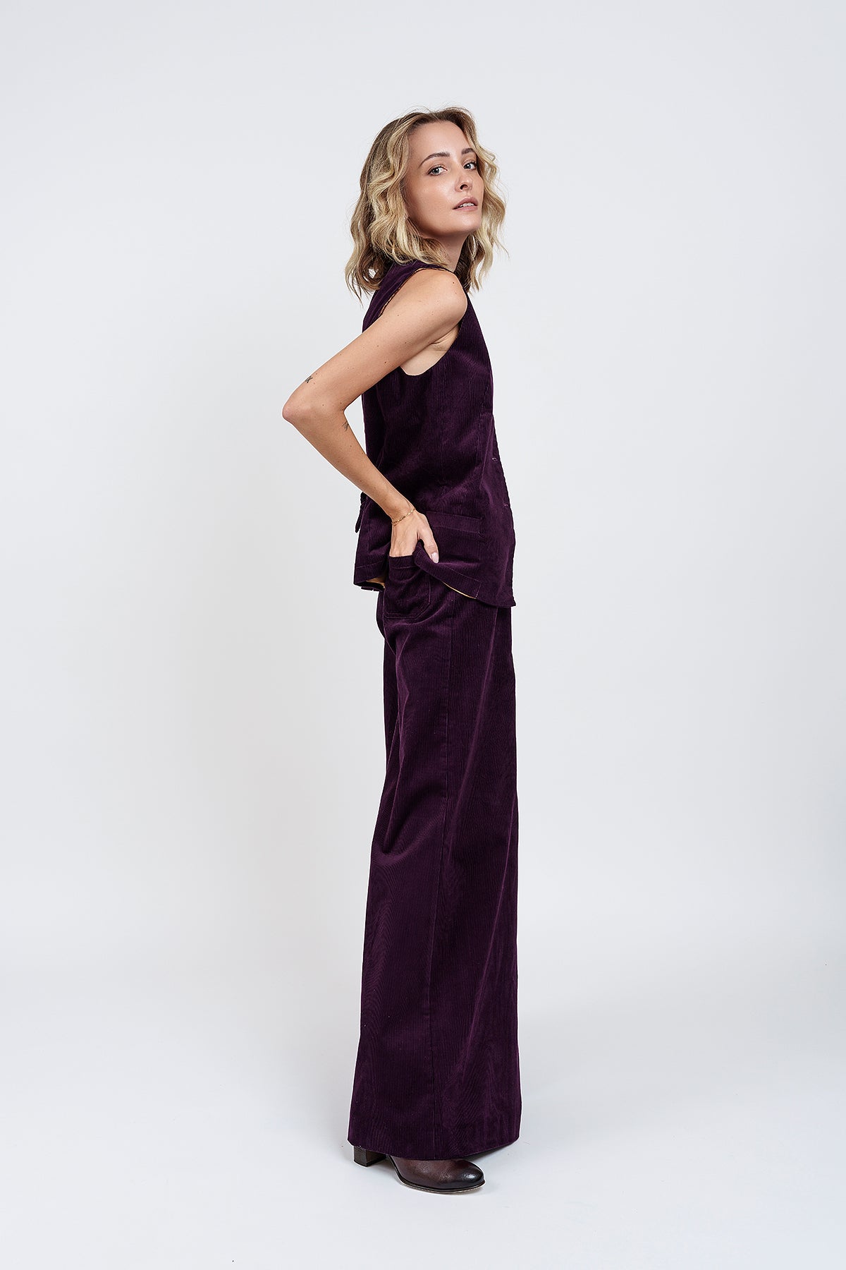 Plum velvet waistcoat