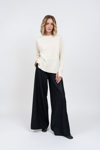 TETI IVORY CREWNECK SWEATER in ecocashmere