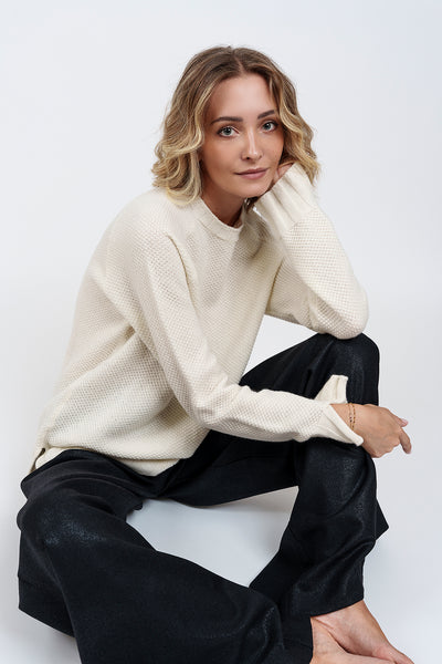 TETI IVORY CREWNECK SWEATER in ecocashmere