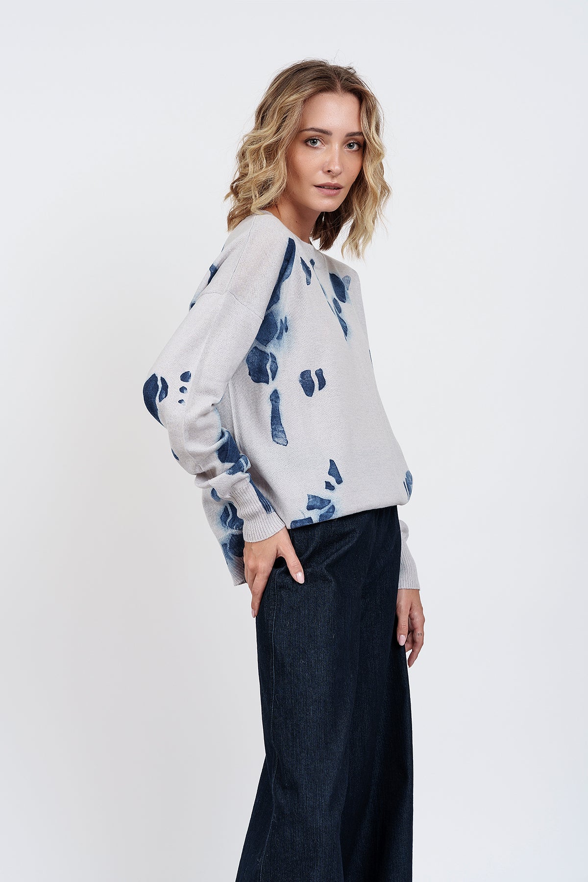 POP FANTASY PULLOVER pearl gray and blue