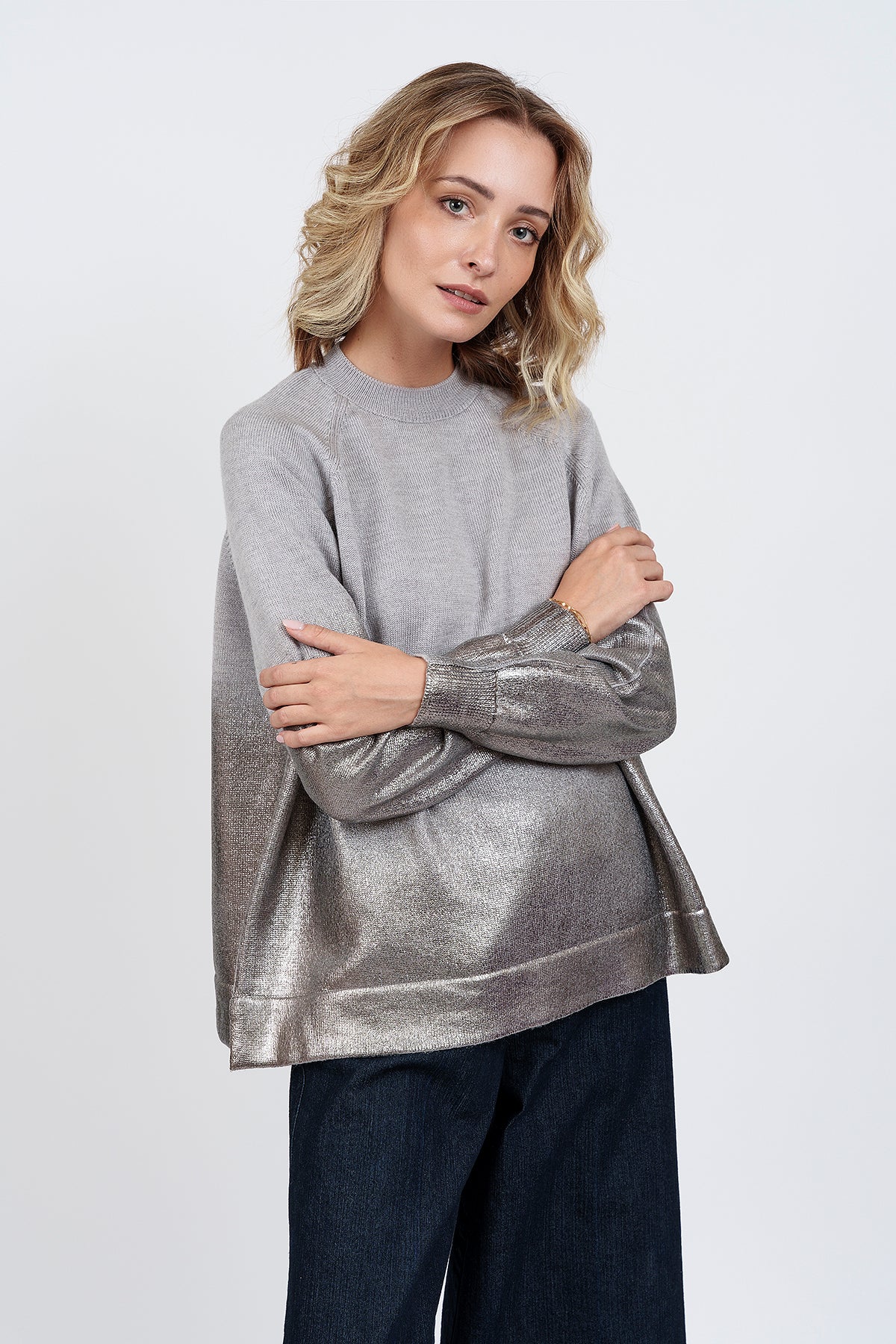 PLEAIDI gray laminated sweater