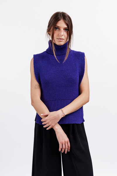 DAVANTINO PURPLE TURTLENECK in wool and cashmere