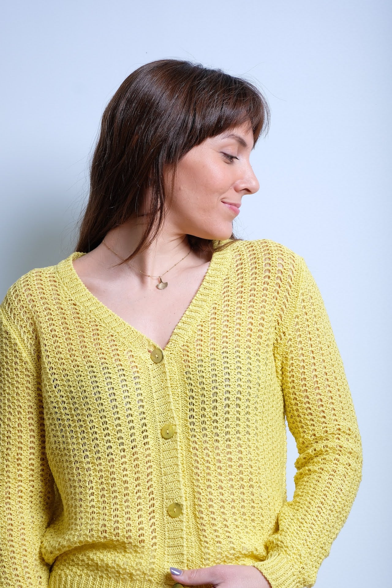 CARDIGAN TRAFORATO - giallo