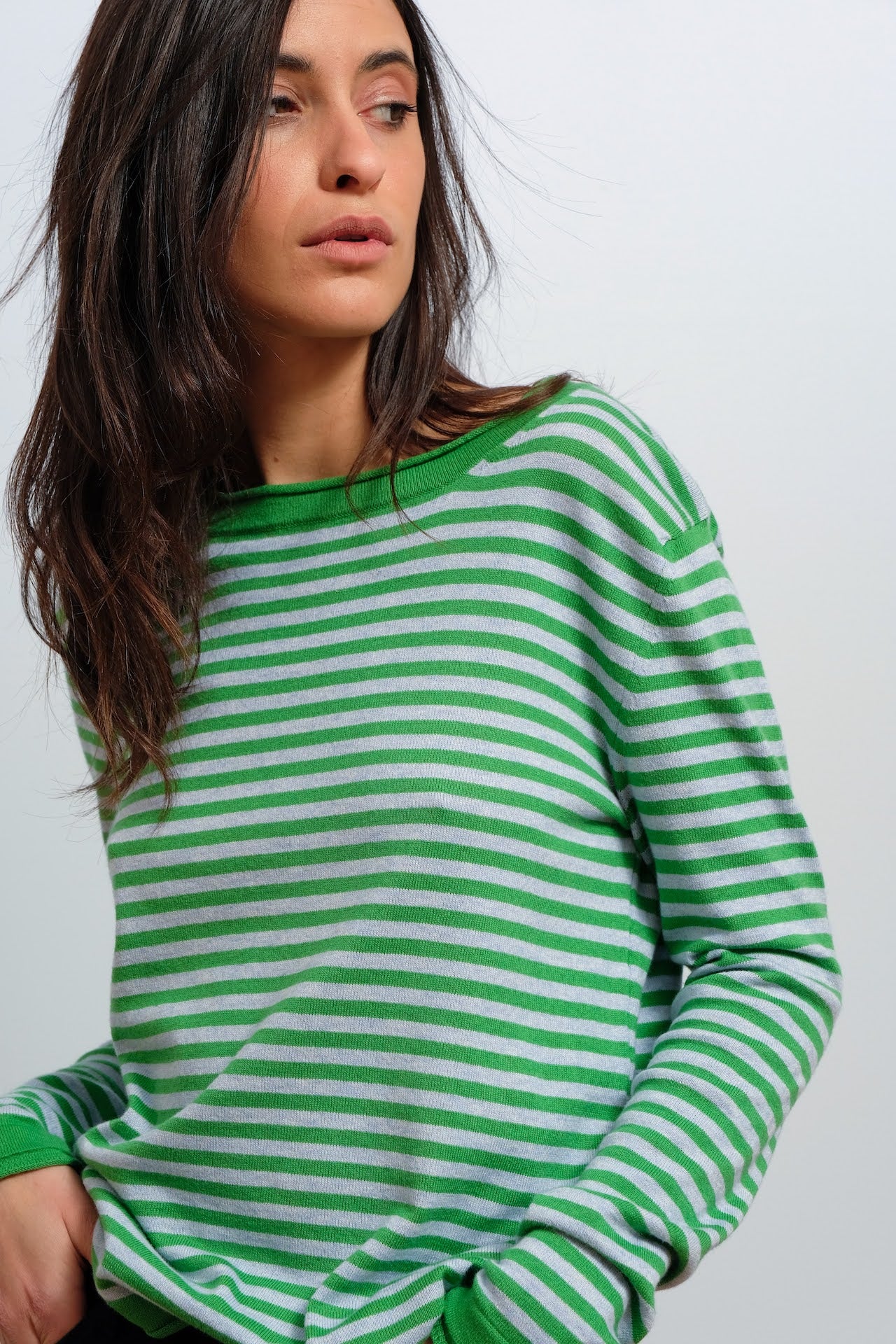 MAGLIA SOLARIA - Verde chiaro e azzurro cielo