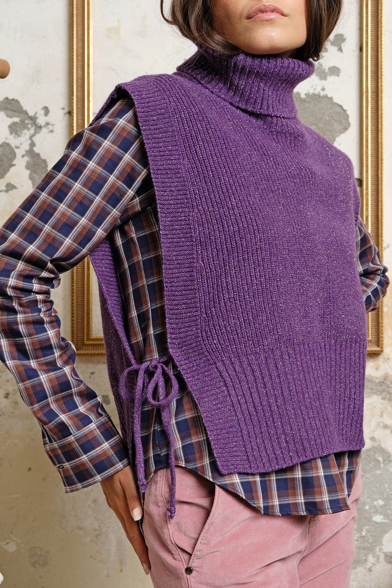 TURTLENECK FRONT  IN CASHMERE AND LUREX