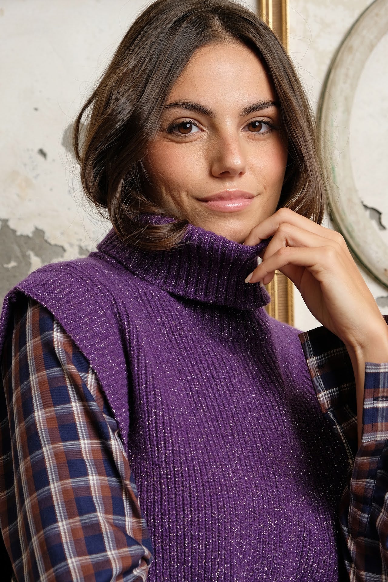TURTLENECK FRONT  IN CASHMERE AND LUREX