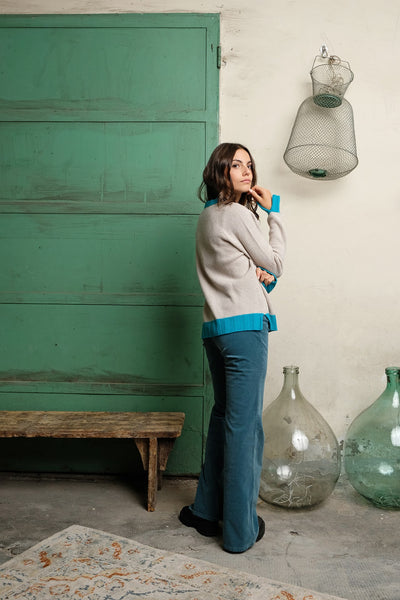 TETI SWEATER beige and turquoise