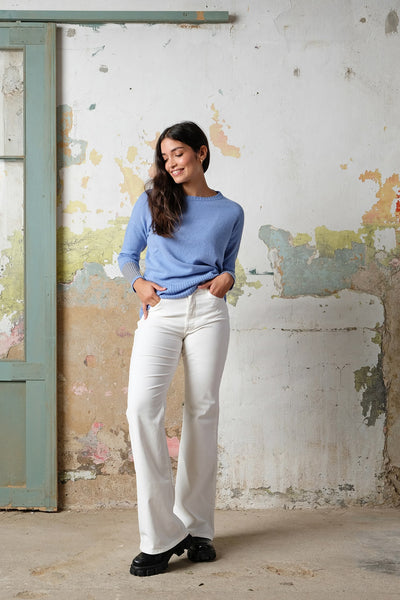 HERMIONE SWEATER light blue and grey