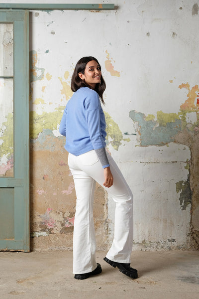 HERMIONE SWEATER light blue and grey