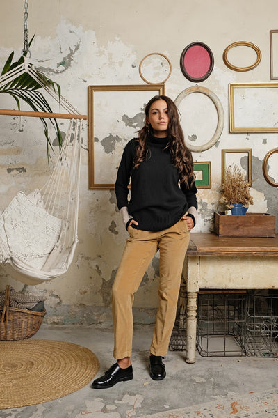 ANTIOPE SWEATER black and camel