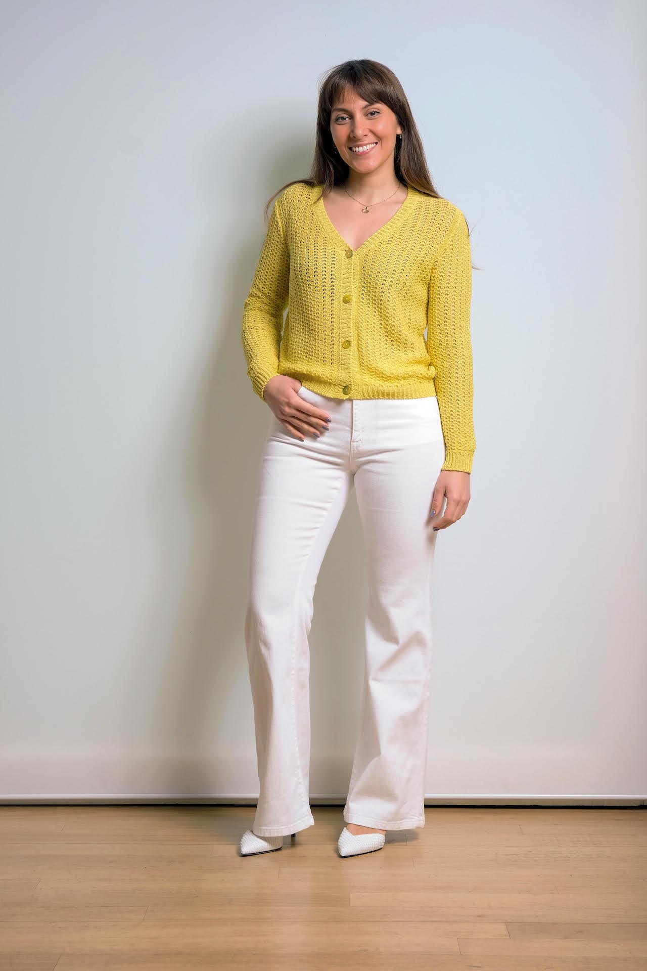 CARDIGAN TRAFORATO - giallo