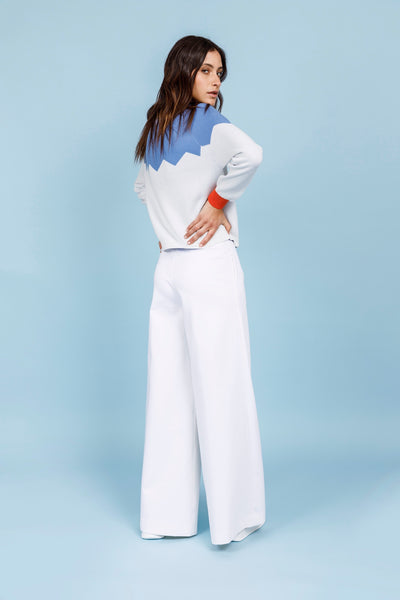ZIG ZAG JUMPER - Light blue, white and coral