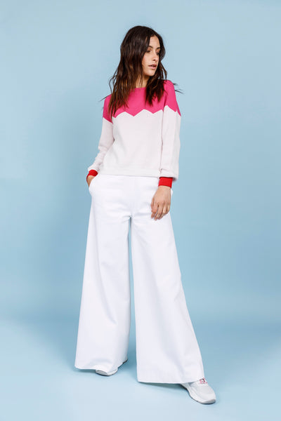 MAGLIA ZIG ZAG - Azalea, bianco e rosso